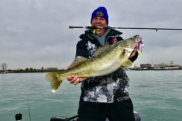 Andrew holding a BIG sauger!