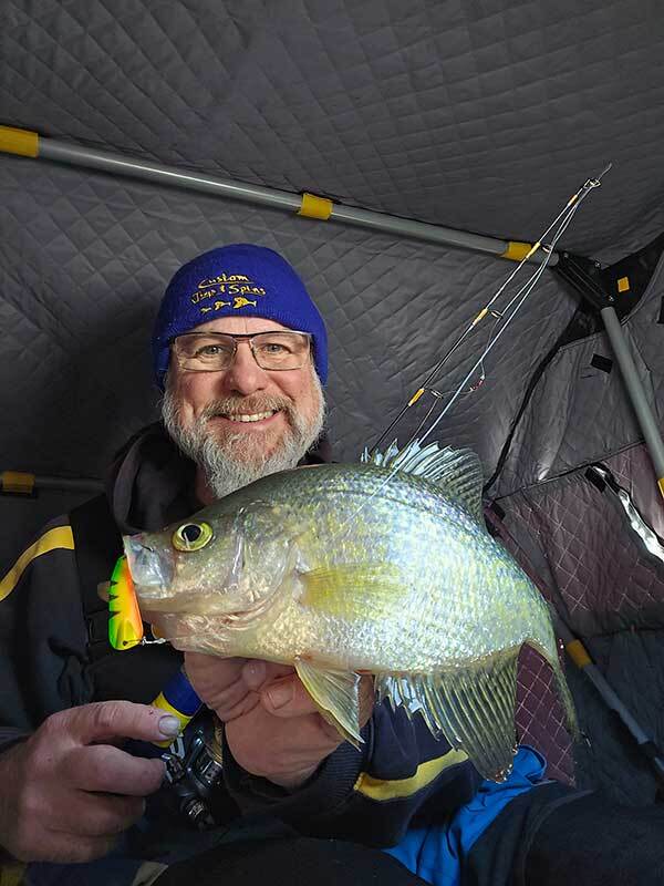 Aggressive crappie want a big spoon!