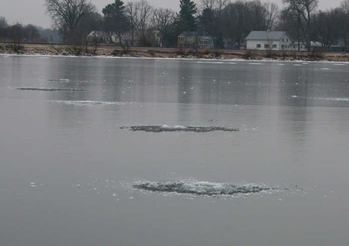 Early ice fishing on Lake Monona