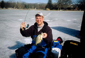 Poppee Matan ice fishing catching panfish