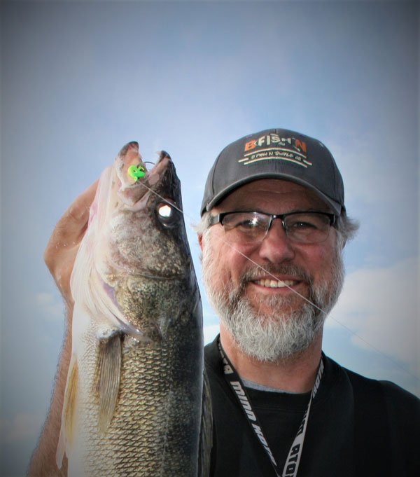 Bob showing off a beautiful walleye still on the hook