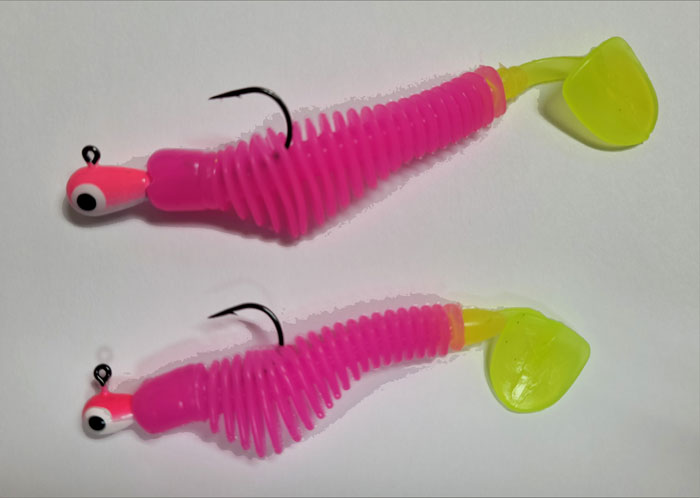 A Pink Lemonade Pulse-R attracts a variety of game fish in stained water