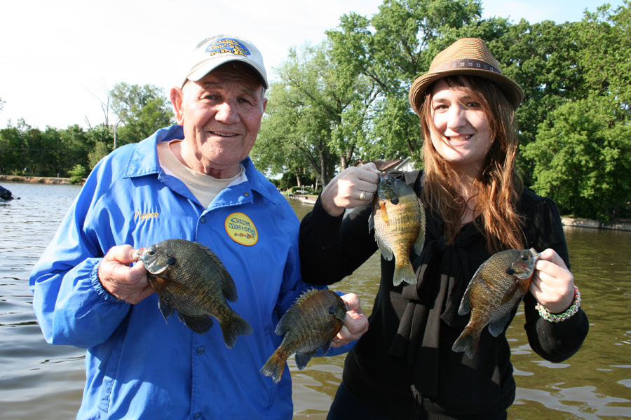 Natalie and her Poppi out catching 'gills