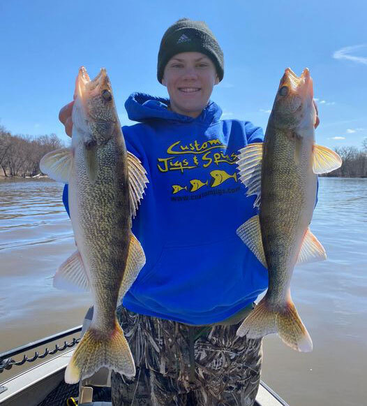 Twin big fish. Caught with Custom Jigs and Plastics