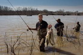 Fishing walleye from shore