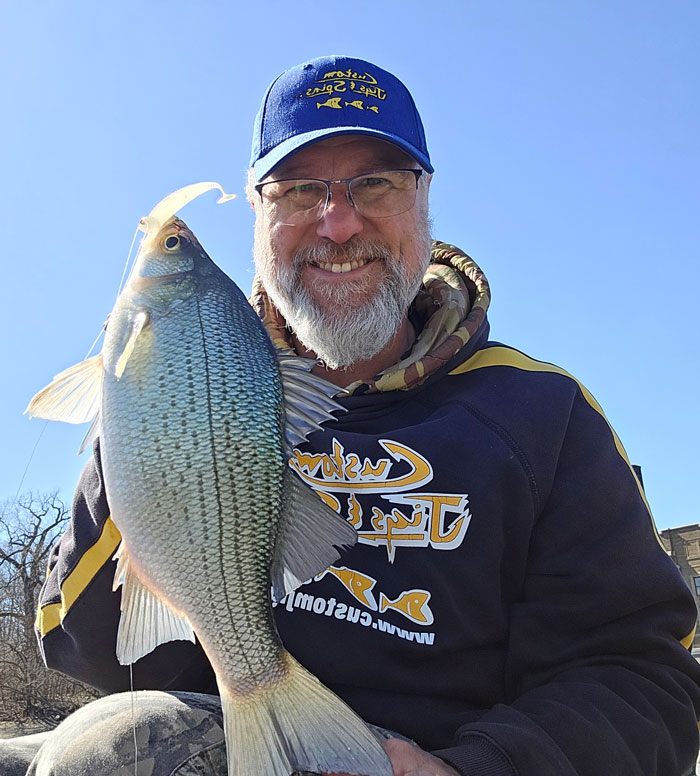 A big white bass hit the Paddletail dropshot rig!